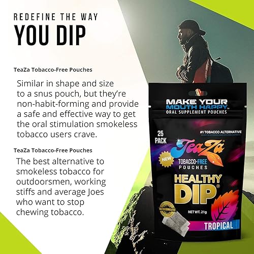 Vista 85 de Teaza Herbal Energy Pouch es - Bolsas de inmersión saludables para tabaco sin humo con sabor extra a especias, canela picante (paquete de 8) sin