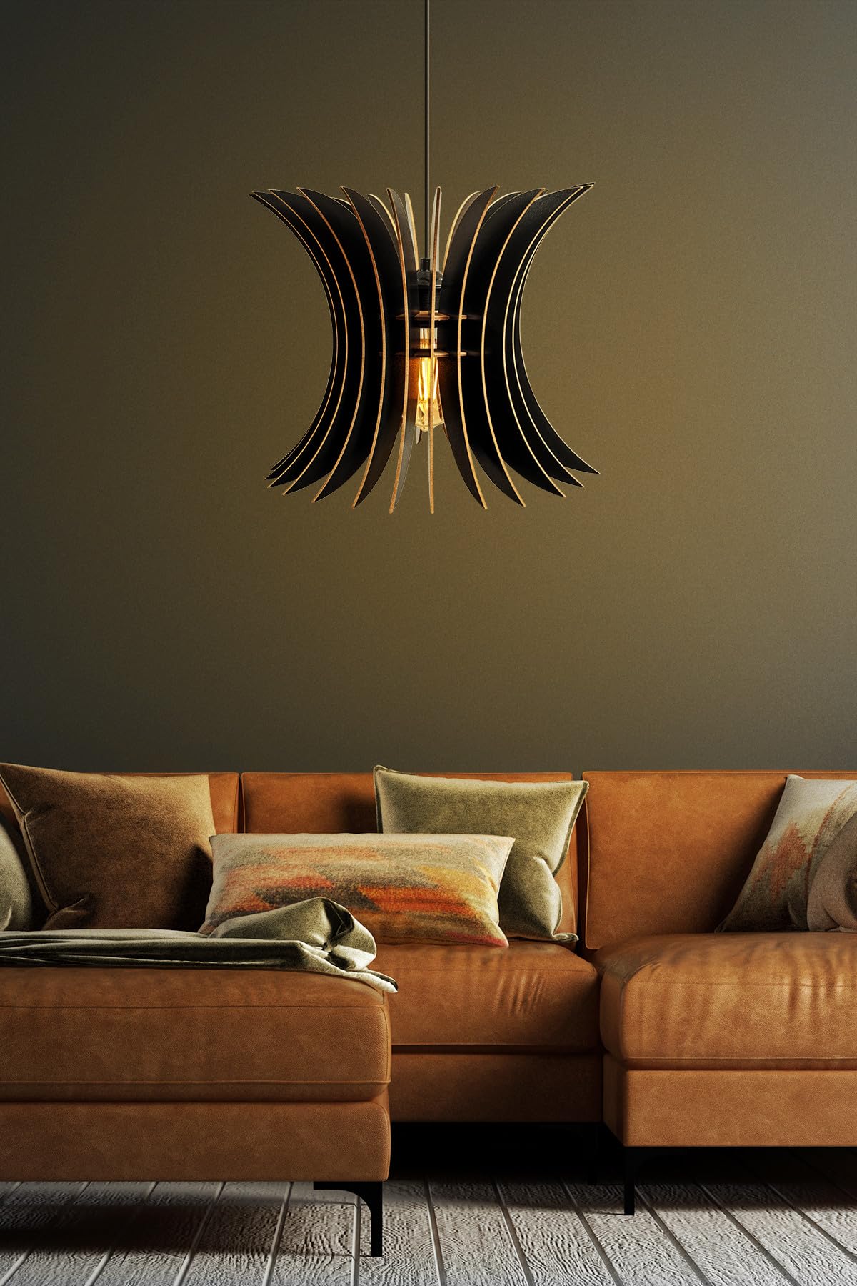 Lustre noir en MDF Big Wing Opviq suspension design scandinave élégant