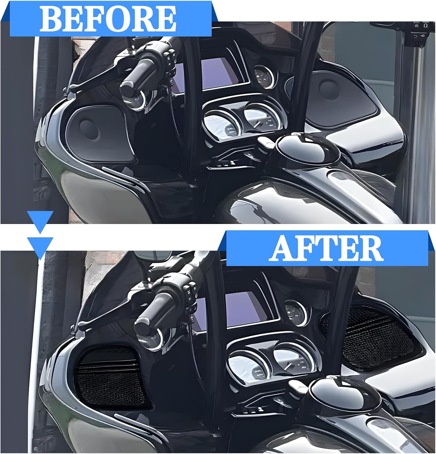 Front Fairing Speaker Grills Cover for Harley Road Glide FLTRX FLTRK FLTRXS FLTRUSE FLTRXSE 2015-2025 Models, One Pair, 5 * 7 Inch Metal