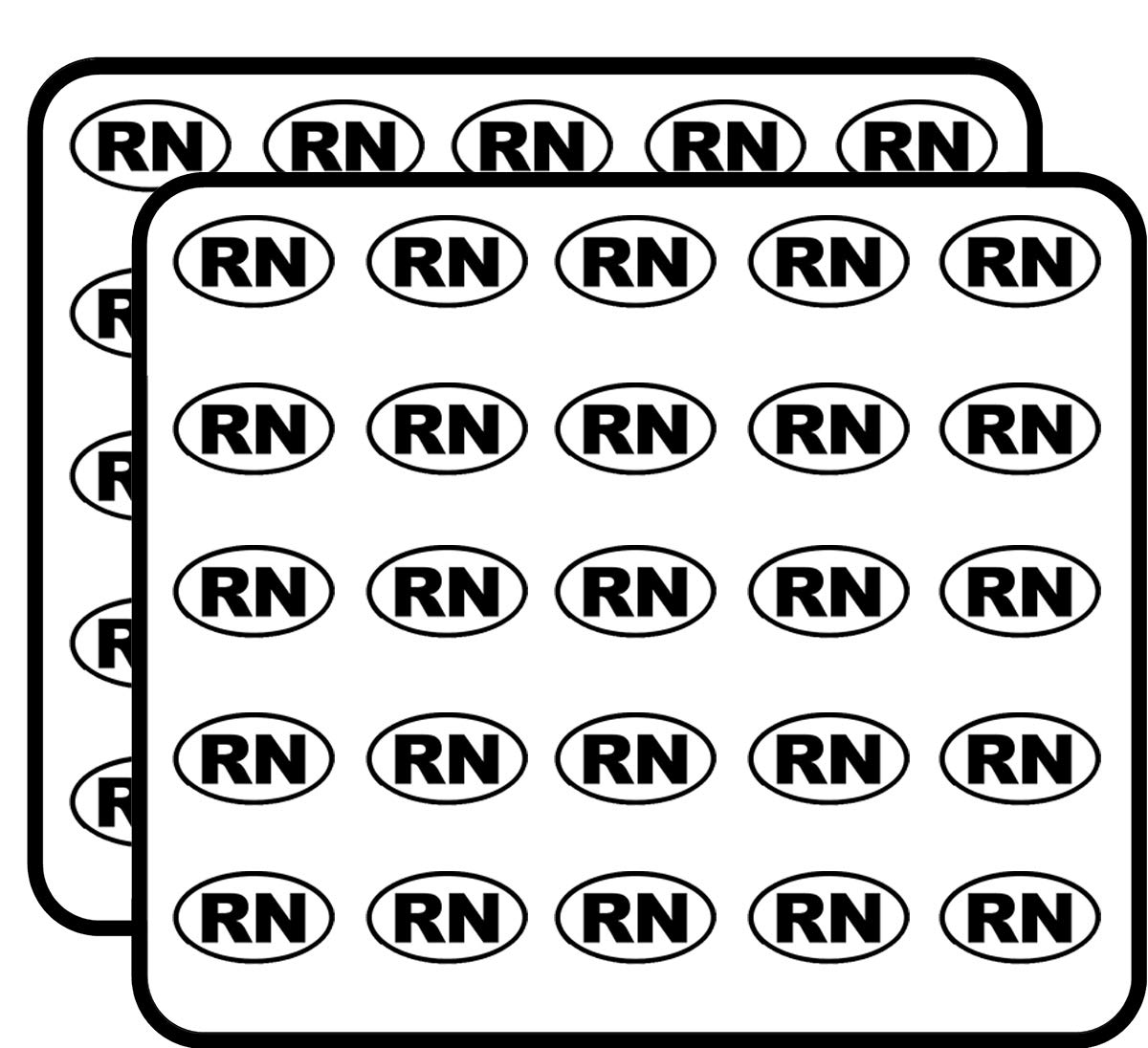 BW Oval RN (Registered Nurse car) Sticker for Scrapbooking 1" 50 Pack Stickers Waterproof Vinyl Decals