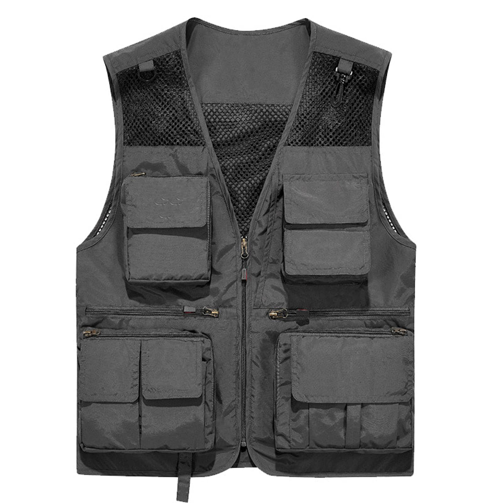 Giacche da Uomo Multi Tascabile All'aperto Veloce Asciutto Traspirante per La Pesca Vestito da Pesca Senza Maniche Top Viaggiare Fotografia Capispalla grey-3XL
