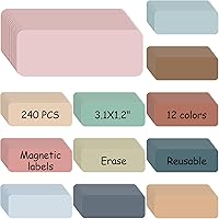 Vista 1 de Ctosree 240 etiquetas magnéticas de borrado en seco de 3.2 x 1.2 pulgadas, etiquetas magnéticas reutilizables de nombre en blanco, imanes de nombre