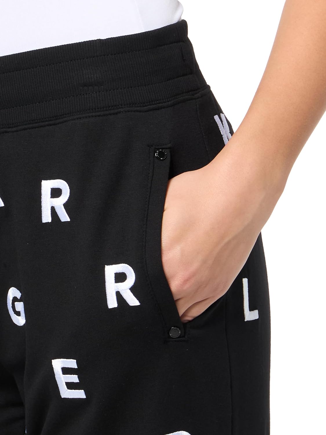 Karl Lagerfeld Women's Straight Leg Athleisure Printed French Terry Jogger