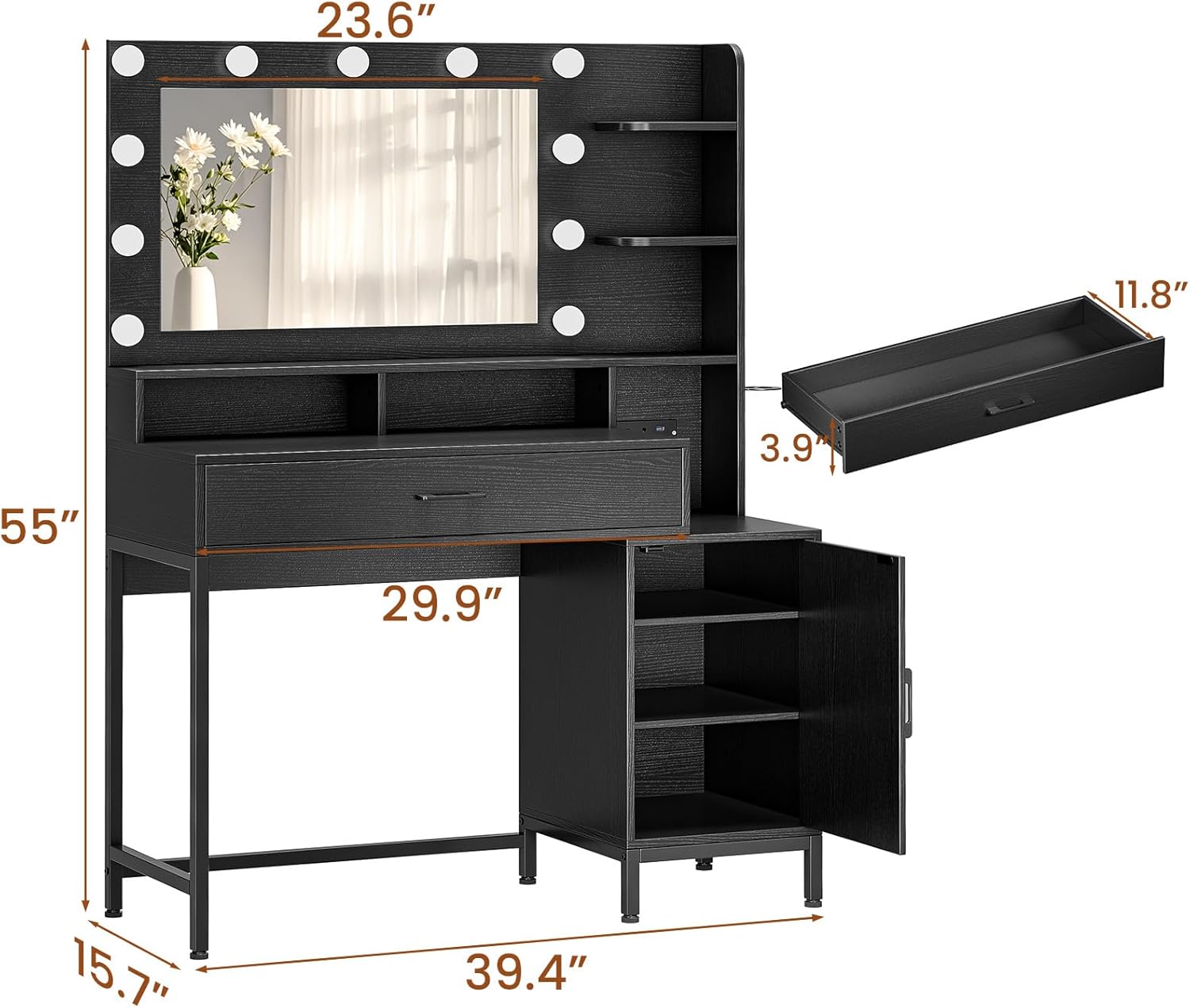Driftalia Vanity Desk Dimensions