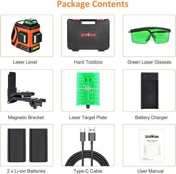 DOVOH High Visibility Laser Level with Telescoping Pole, Class II