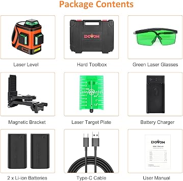 DOVOH High Visibility Laser Level with Telescoping Pole, Class II