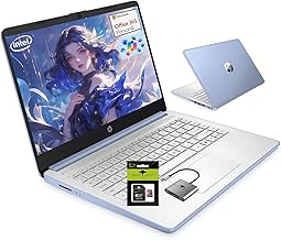 HP Computadora portátil de 14 pulgadas, Quad-Core (Beat i3), 16 GB de RAM 384 GB de almacenamiento (128 GB UFS+tarjeta SD de 256 GB), portátiles Wi-Fi 6 Win11 para negocios y estudiantes con