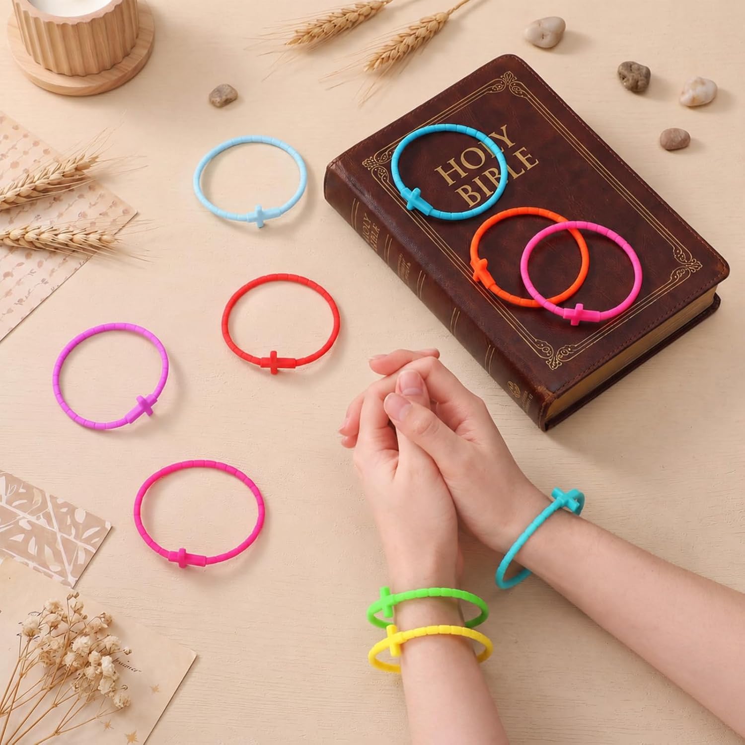 96 Pcs Silicone Cross Bracelets Bulk