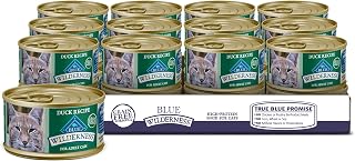 Blue Buffalo Wilderness High Protein Grain Free, Natural Adult Pate Wet Cat Food, Duck 85g cans (Pack of 24) - 3 oz