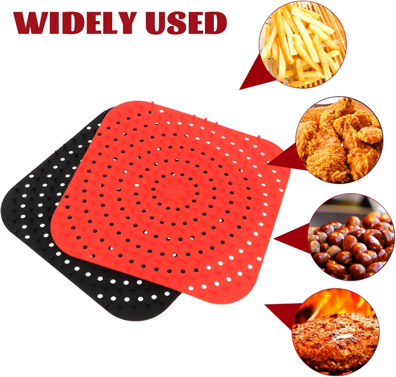 Ciieeo 4pcs Silicone Non-stick Baking Mat - Food Grade Silicone Tray for and Clean-up Compatible Air Fryers Reusable Kitchen Accessory