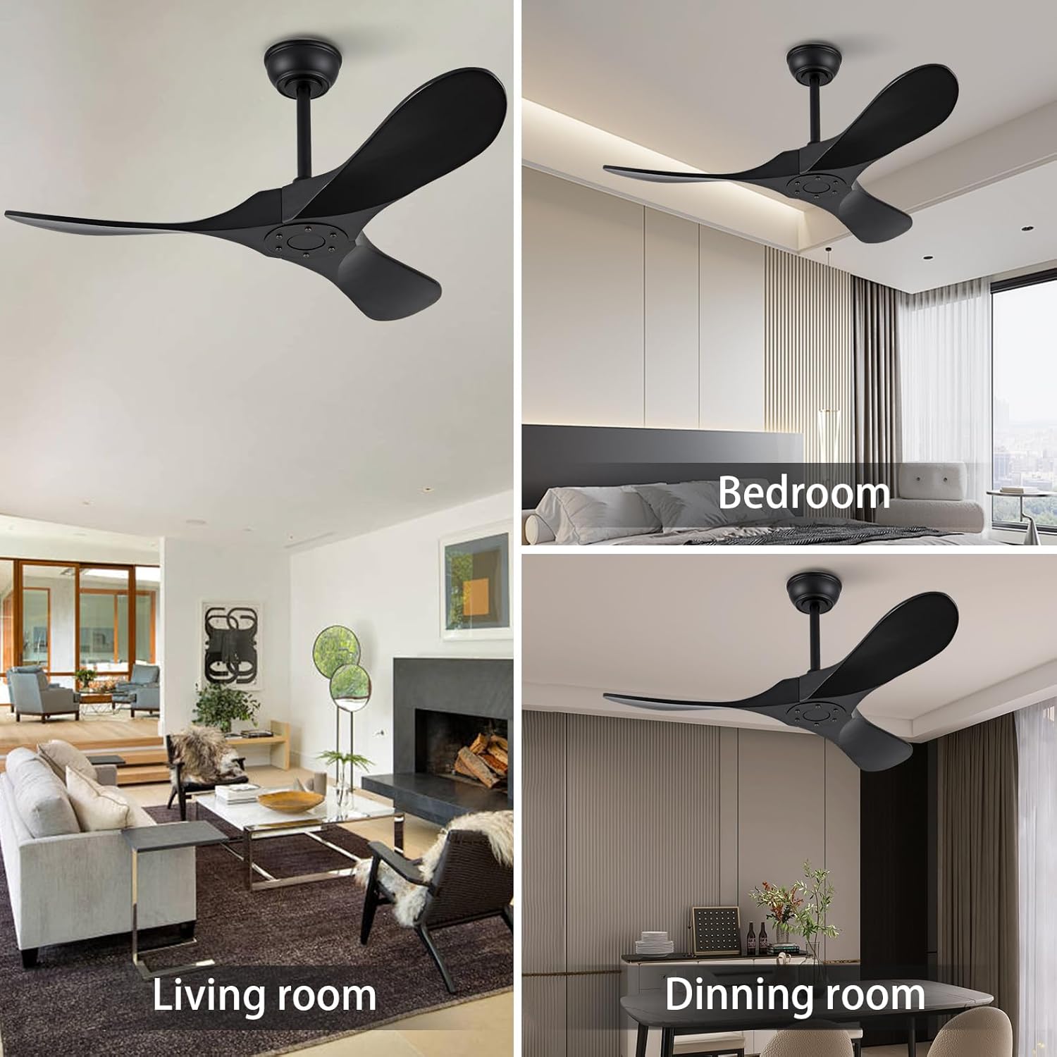 QWO 42 Inch Black Outdoor Ceiling Fans