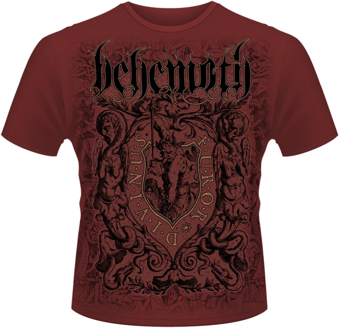 Maglietta Ufficiale Behemoth Logo Metal Furor Divinus 2: Colore Marrone, Unisex, Taglie Dalla S Alla XL
