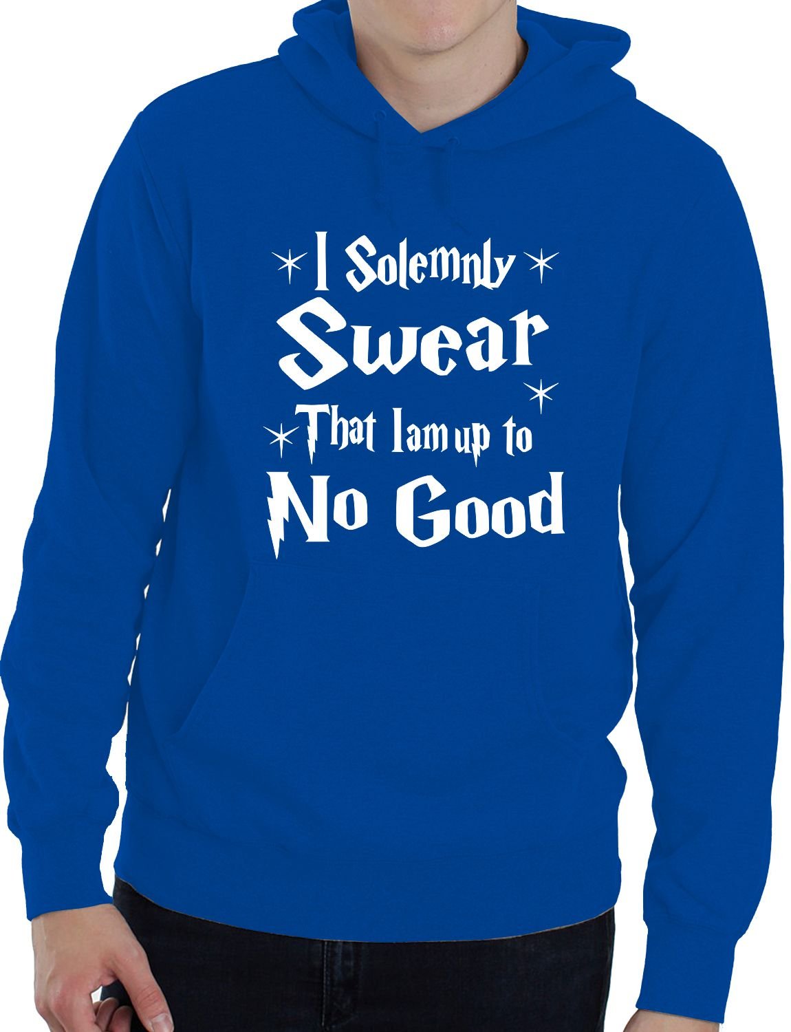 Print4u Unisex Blue I Do Solemnly Swear I Am Up To No Good Funny Hoodie Medium