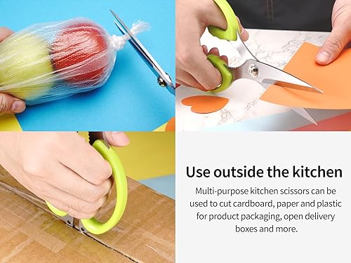 Miniatura 7 de Tijeras de cocina, tijeras de cocina de 10 pulgadas, resistentes y multiusos, tijeras de cocina de acero inoxidable, aptas para lavavajillas, color