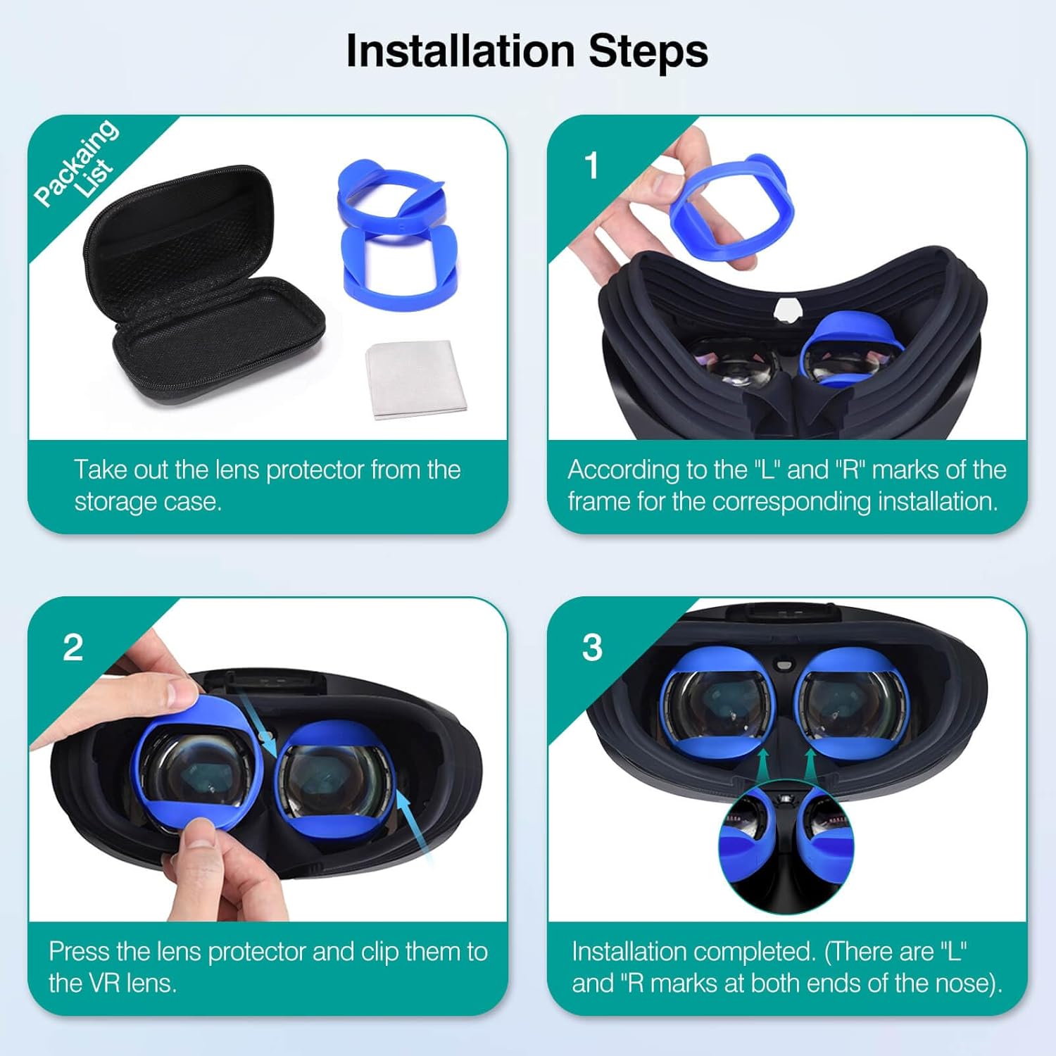 Rubber Glasses Spacer for PSVR 2, Silicone Lens Protector Compatible with PlayStation VR2, Anti-Scratch Adapter Ring Insert for PS5 VR2 Myopia Glasses Wears Improve VR Gaming Experience (Blue)