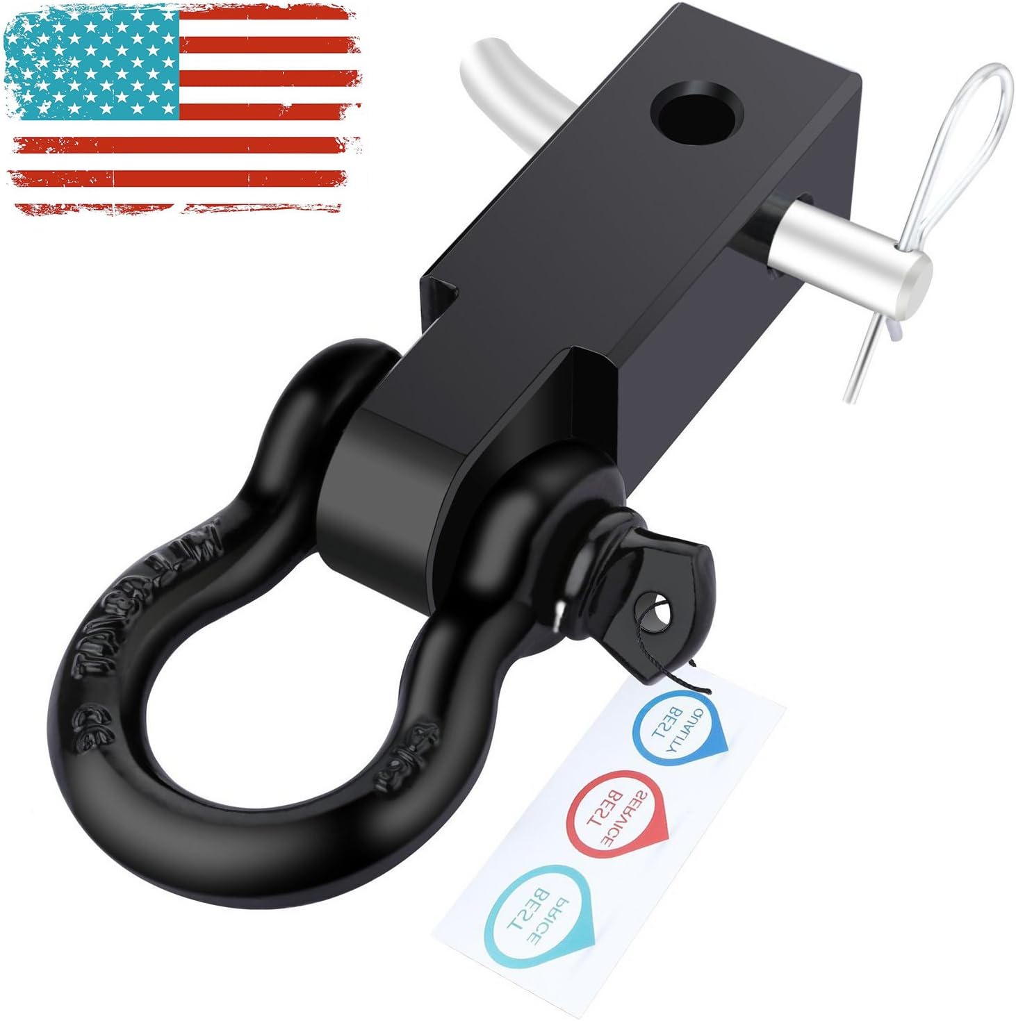 Shackle Hitch Receiver, H-Zonealph Perfect Towing Accessories for Trucks, Jeeps and SUV – Connect Your Tow Strap for Vehicle Recovery to This 10000 Lbs Capacity Receiver, Mounts to 2” Receiver