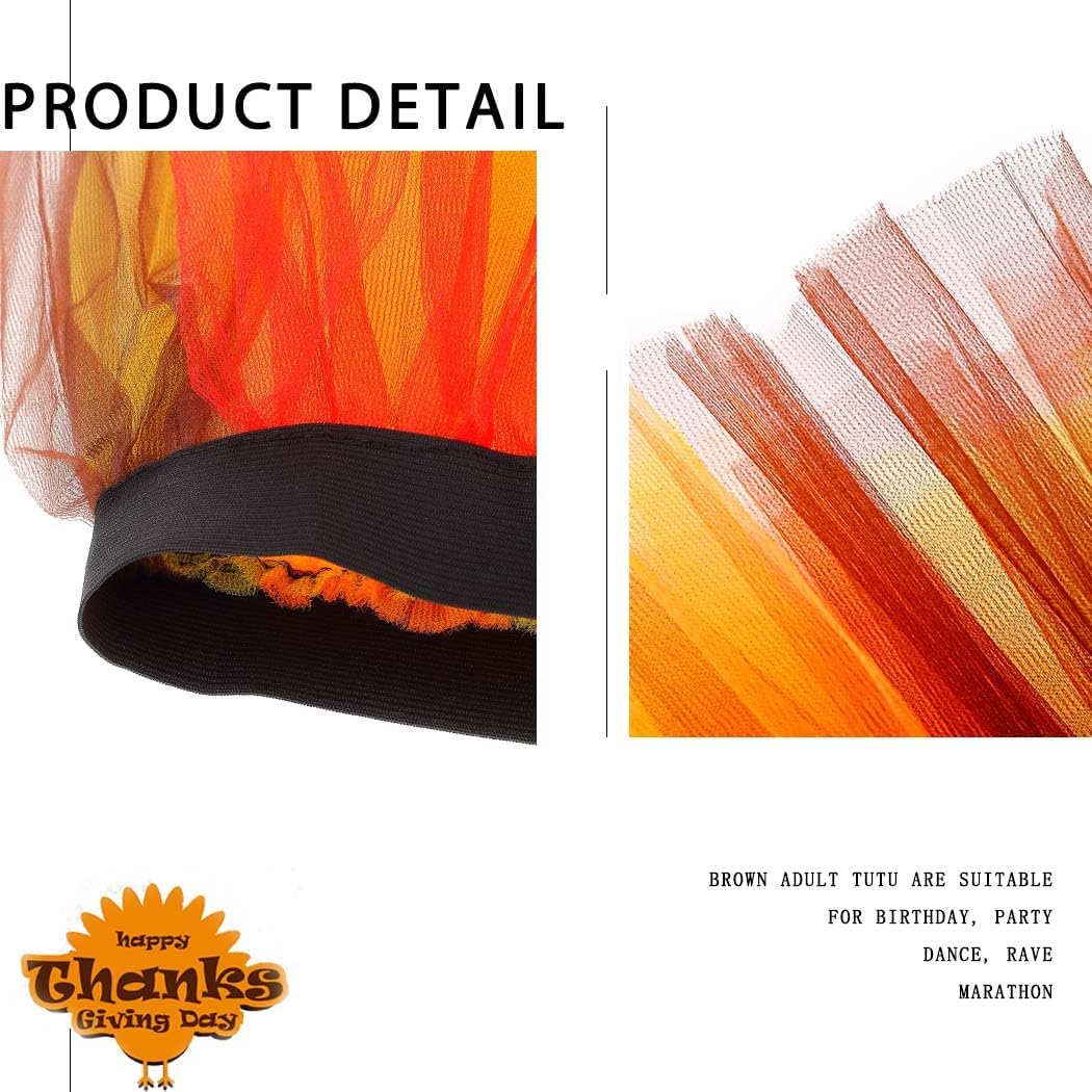 Thanksgiving Turkey Tutu for Women Adults Running Orange Brown Tutu Skirt Sequin Turkey Headband Costume Festival