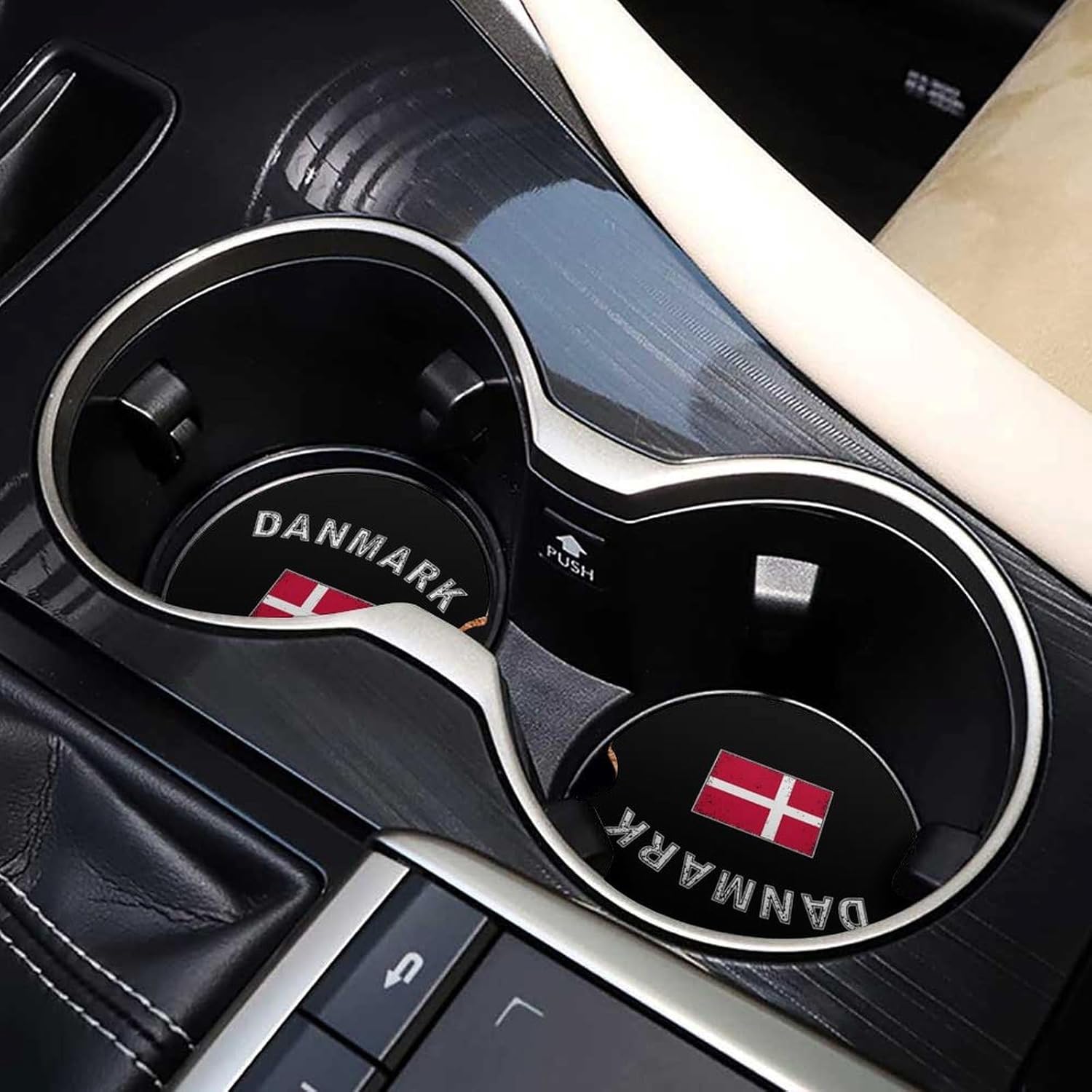 Denmark Flag Cute Car Coasters 2.56 Inch Absorbent Cup Holder for Drinks Auto Interior Accessories