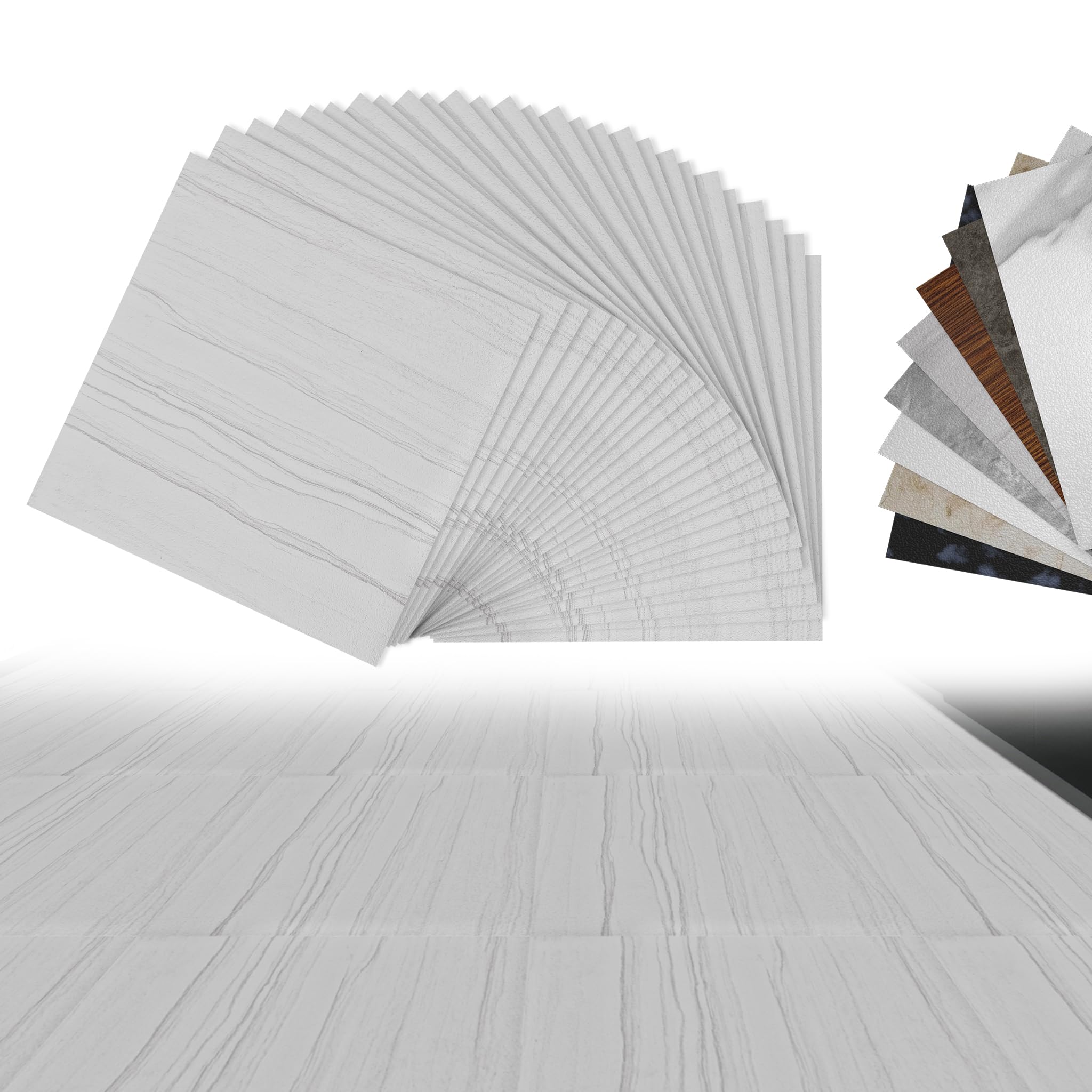 Aufun Self Adhesive Vinyl Floor Tiles Wood Effect 2.51㎡ Pure White — image 1