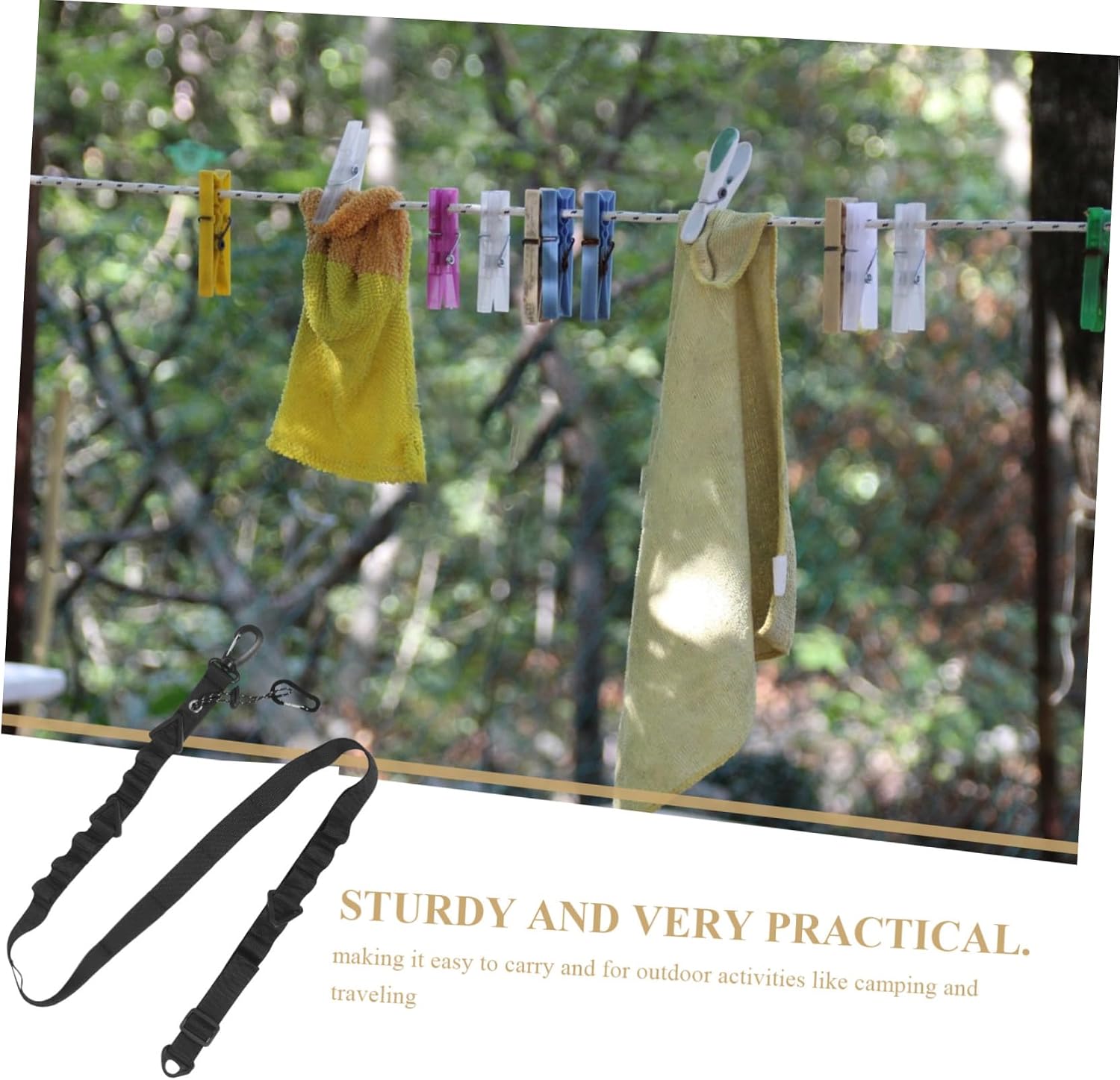 1pc Portable Camping Clothesline Outdoor Drying Rope Windproof Retractable Line for Travel