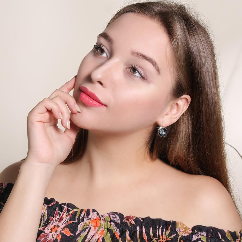 XUPING Round Crystal Leverback Earrings Sparkly Elegant Austrian Crystals 18K Platinum Plated Hypoallergenic Delicate Jewelry Gifts For Women Party - Image 6