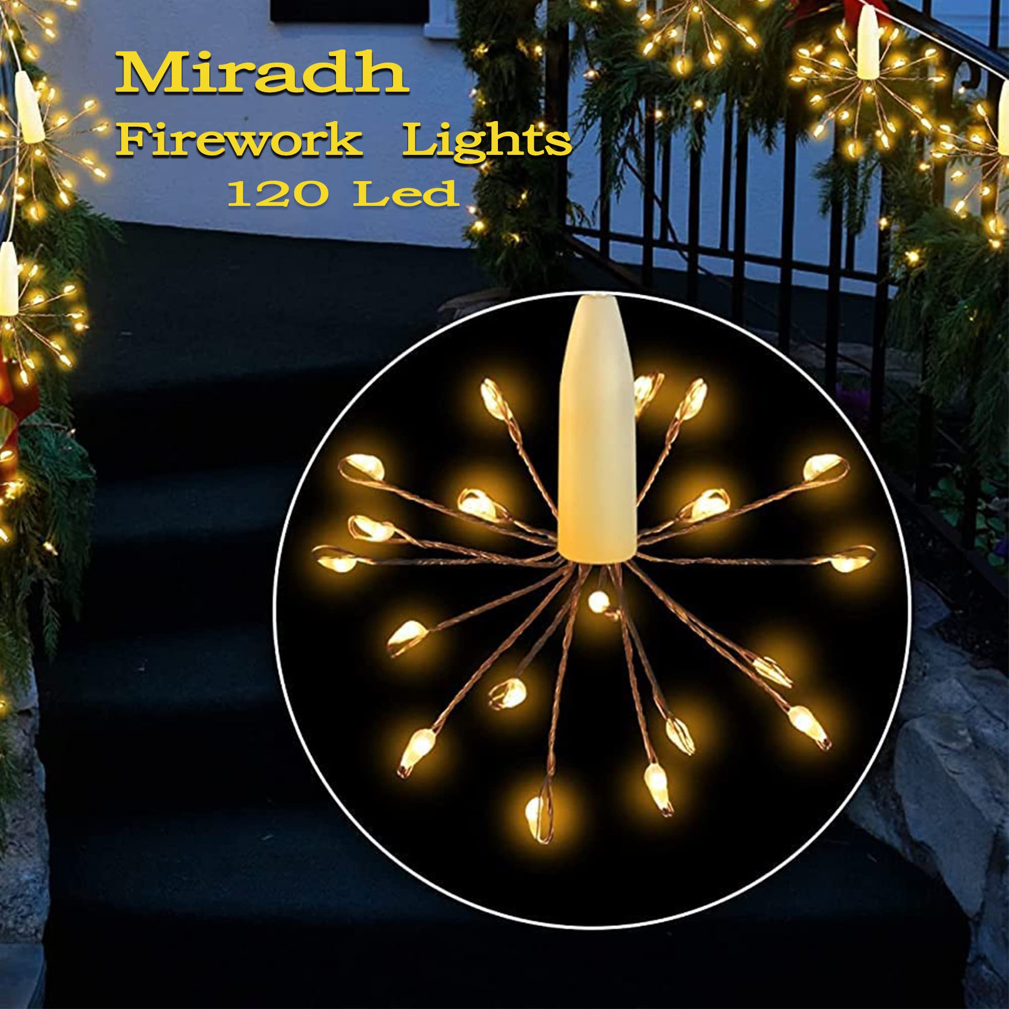 MIRADH Starbursts Light, 12 Bright Starbursts Design 10Ft Light with USB Operated Waterproof for Diwali, Home Decoration, Birthday, Christmas Tree, New Year, Bedroom Fairy Light (Warm-White) (B0C6FCV4GQ) Amazon Price History, Amazon Price Tracker