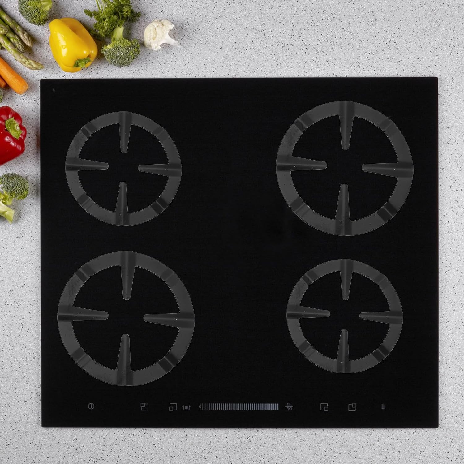 TIDTALEO 4pcs Gas Stove Pot Stand Burner Grate Set Stainless Steel Black Stove Rack for Gas Range Compatible with Coffee Pots and Cooking Rings