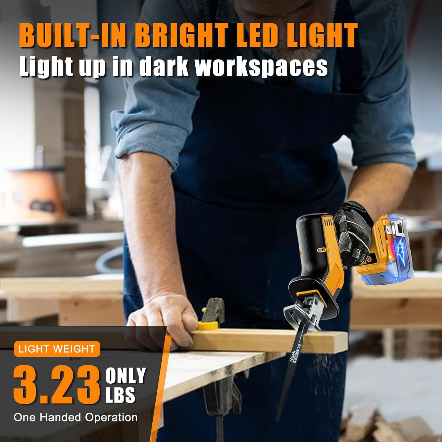 Cordless Reciprocating Saw Compatible for DEWALT 20V Max, DEROLT Brushless Motor Variable Speed 0-3500 SPM, Tool-free Blade Change, Recipro Sawzall with 4 Saw Blades for Wood/Metal Cutting (Tool Only)