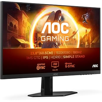 AOC 24G4XED 24 Zoll FHD Gaming Monitor, 180Hz, Fast IPS Panel, 1ms GtG, HDR10, G-Sync Compatible, Lautsprecher,(1920x1080 HDM