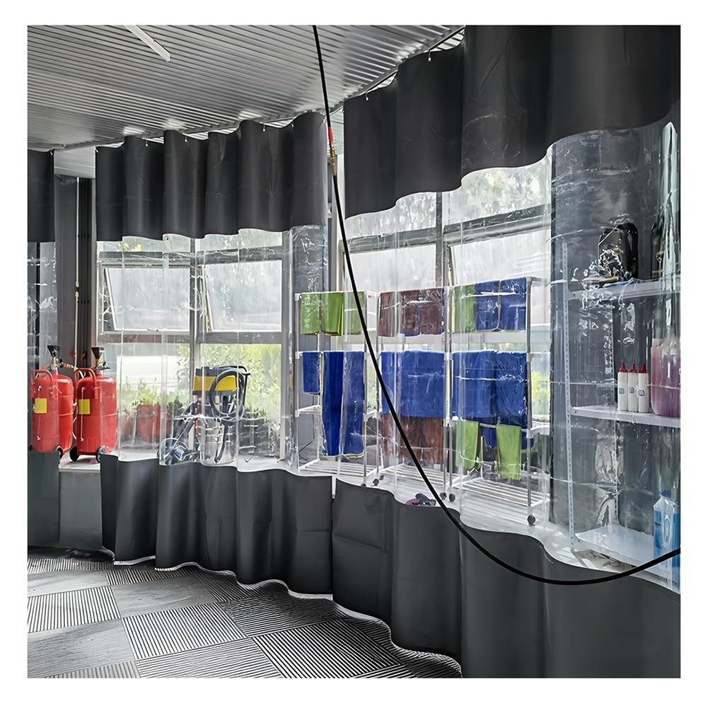 Paneles divisores industriales impermeables para áreas de trabajo, particiones de lavado de coche de rollo rápido y fácil de limpiar, 5 x 2,5 m / 16.4x8.2ft, solución eficiente de división del espacio