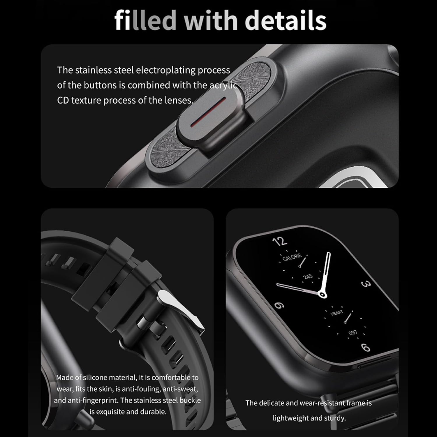Yunir Smart Watch with Earbuds, 2.01 HD Smartwatch Health and Fitness Tracker for Men Women,Answer Make Calls, Fitness Watch foriOS forAndroid (Black Steel)