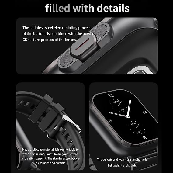 Vikye 2 in 1 Smart Watch with Earbuds, 2.01 HD Touch Screen Fitness Tracker Watch Call Message Notification, with Remote Camera Control, for iOS Android