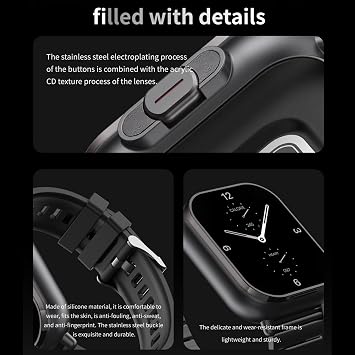 Vikye 2 in 1 Smart Watch with Earbuds, 2.01 HD Touch Screen Fitness Tracker Watch Call Message Notification, with Remote Camera Control, for iOS Android