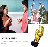 Vista 7 de ULTNICE Trofeo de portero de fútbol de 10.6 pulgadas con forma de guantes dorados con base para reconocimiento de partidos de jardín de infantes