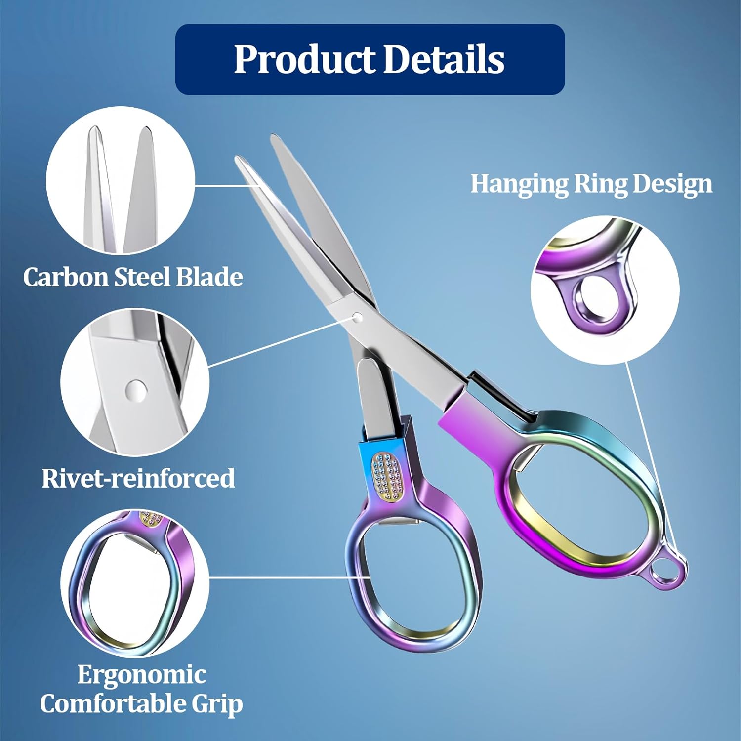 3 PCS Mini Folding Scissors,Pocket Foldable Stainless Steel Retractable Cutters, Mini Craft Scissors for Home, Outdoor and Office Use