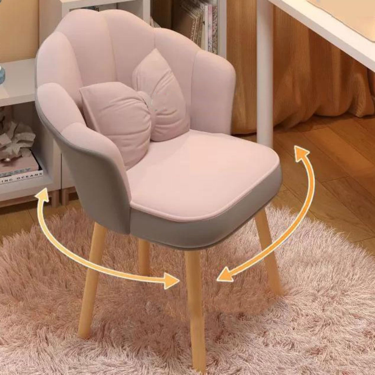 Silla de tocador moderna y taburete terciopelo con respaldo alto para casa