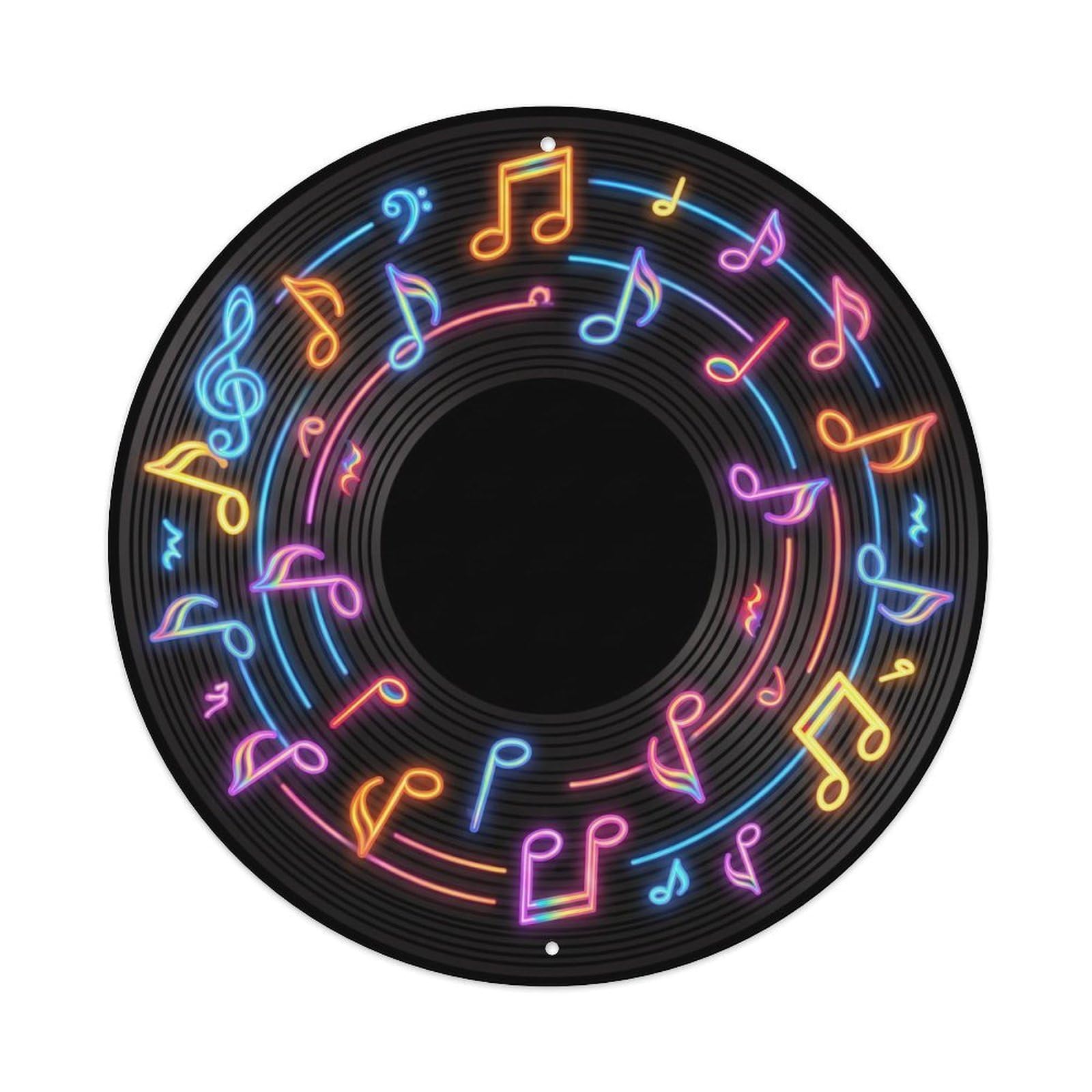 Colorful Music Vinyl Records Pristine Bright Glow Metal Tin Sign
