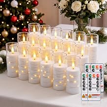 Raycare 18 Pcs Flameless Battery Operated Pillar Candles with Remote Timer