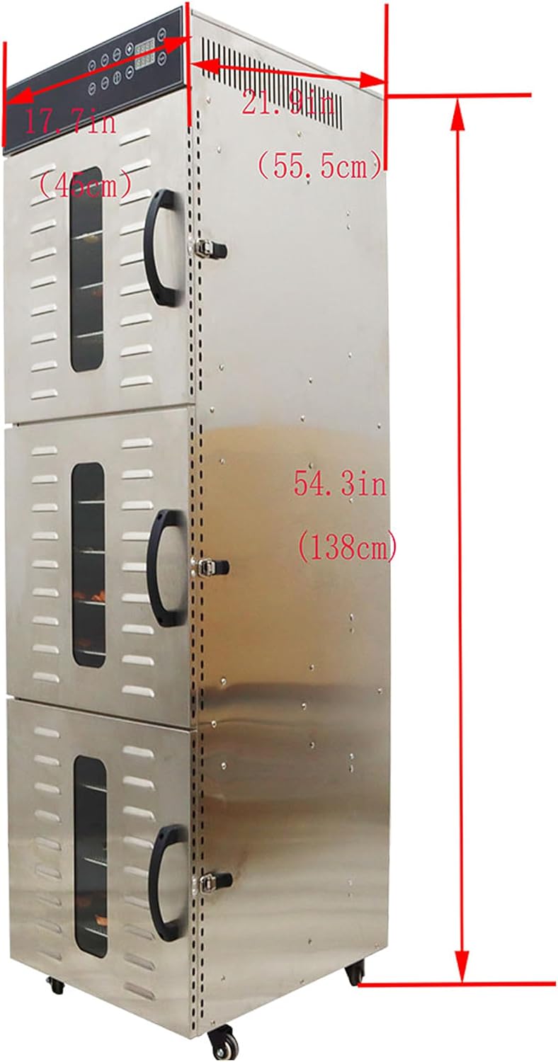30 Layers Commercial Fruit & Vegetable Drying Machine Commercial Food Dehydrator for Herbs Meat Jerky Adjustable Temperature (86°F-194°F）& 24H Timer Stainless Steel Food Dryer 110V 2.4KW