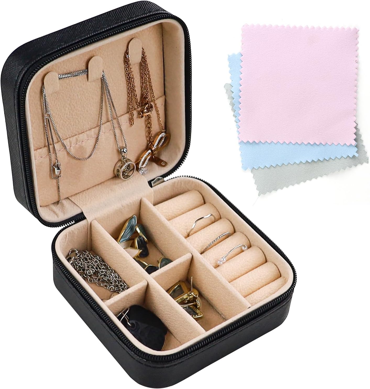 HXMJIED Jewellery Box Organiser for Women, Black Travel Jewellery Box