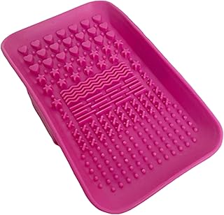 هوني بساط تنظيف فرش المكياج من السيليكون، وسادة تنظيف مستحضرات التجميل المحمولة باللون الزهري، اداة غسيل محمولة لتنظيف الفرش من لندن