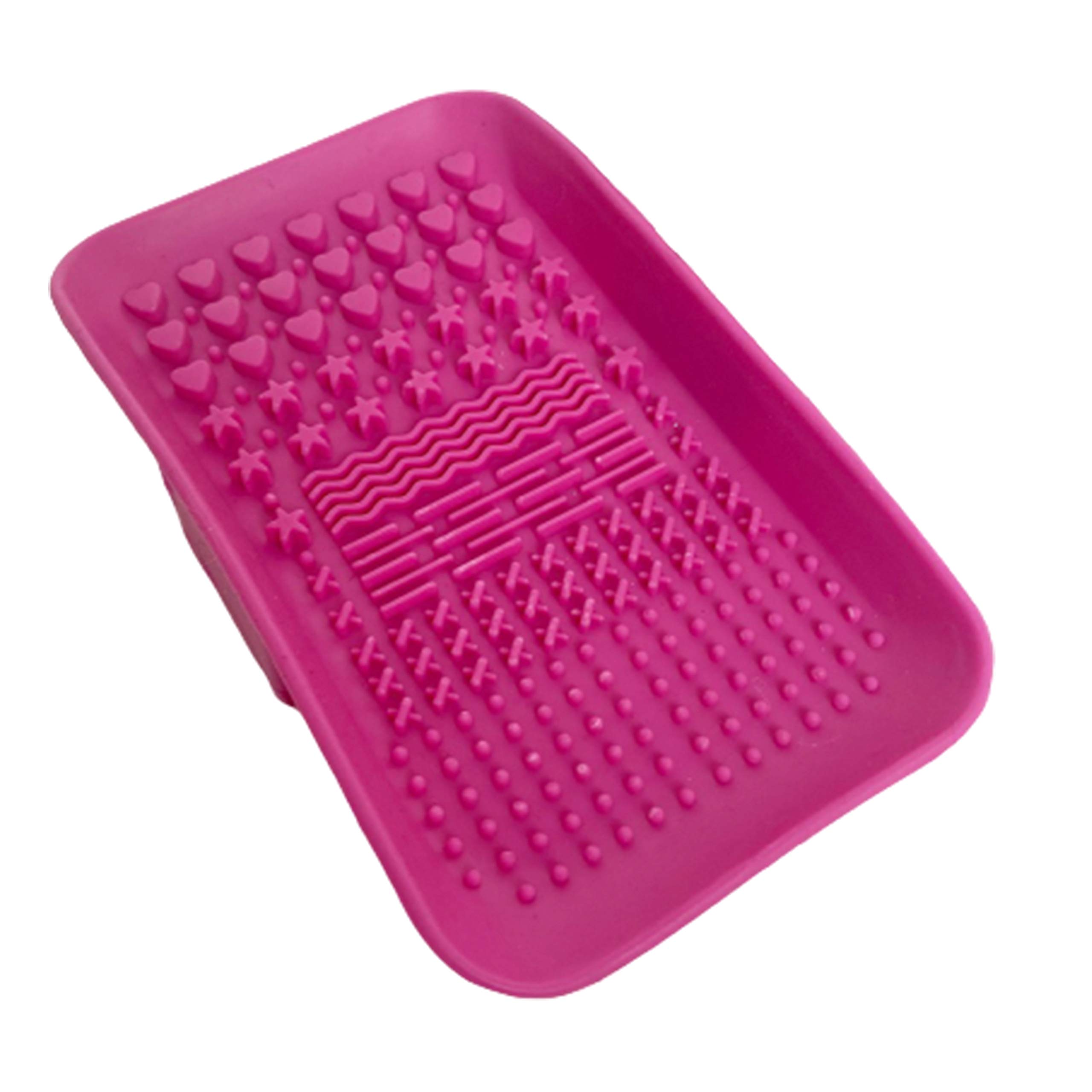 Silicone Makeup Brushes Cleaning Mat, Pink Handheld Cosmetic Scrubber Pad, Portable Washing Tool Brush Cleaner HUNYLONDON