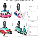 4 Étiquettes de bagages pour valises de voyage, nom du véhicule de cartoon Mots clés Silicone Etiquettes de valises ID Tag Identité des bagages de voyage ID Étiquettes Sac à main Étiquettes pour Enfants Femmes Hommes Garçons Filles