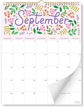 Sweetzer&Orange Five Color Floral Wall Calendar from July 2026-Dec 2027-Tear-Off Monthly Calendar-18 Month Academic Wall Planner-Hanging Organizer to Track Anniversaries & Appointments - 13.5"x10.5 in
