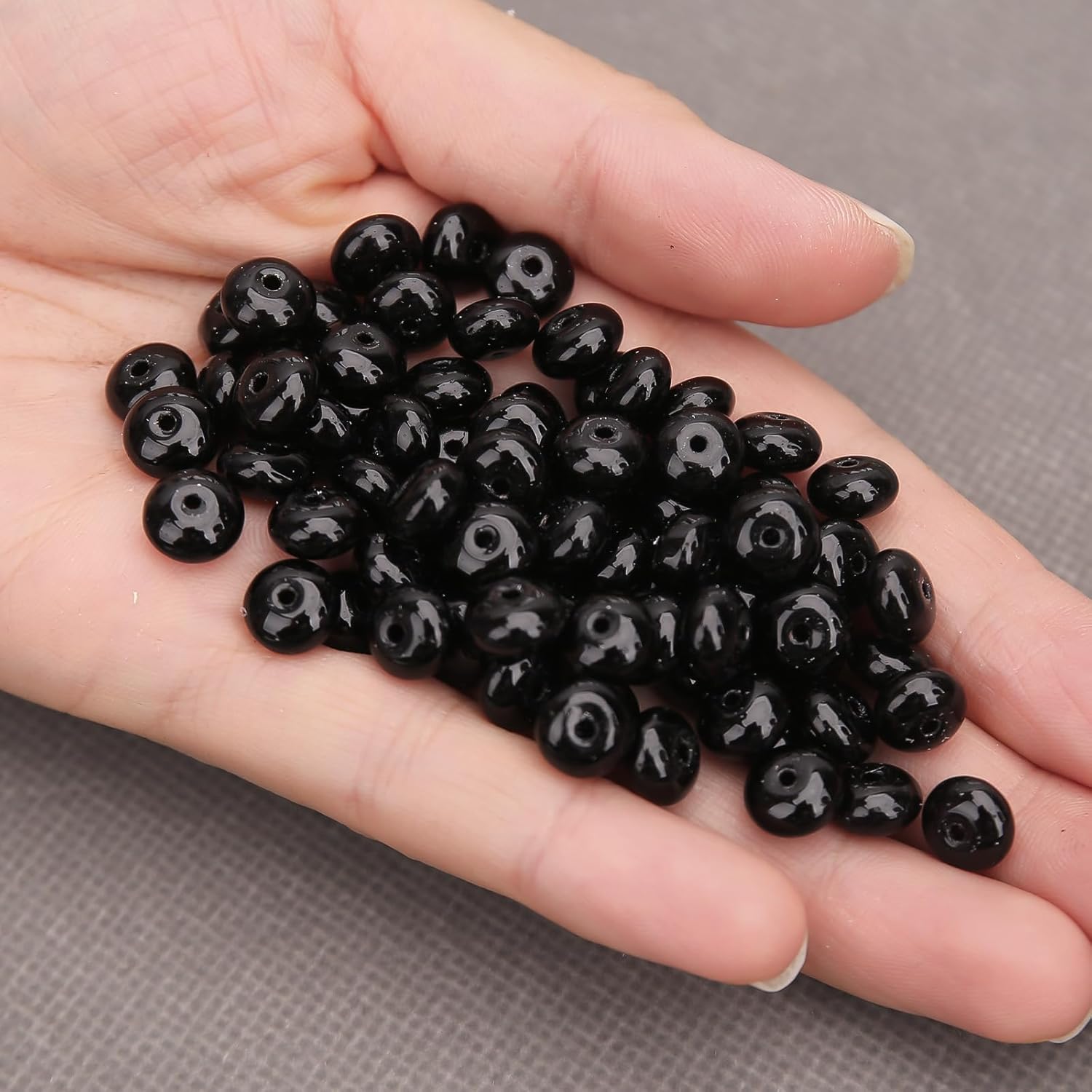 BONNY BOXX 1 Strand Natural 5 * 8mm Black Obsidian Rondelle Beads, Natural Abacus Disk Stone Beads Loose Spacer Gemstone for DIY Bracelet Necklace Jewelry Making - Image 6