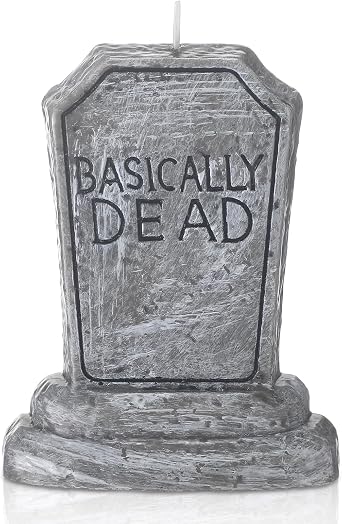 Conelist Basically Dead Tombstone Candle Halloween 5.9 x 4.8 x 1.2 Inches Grey Holiday Decoration Candle for Cake Horror Desktop Ornaments for Holiday Halloween Party Favor Gifts Supplies
