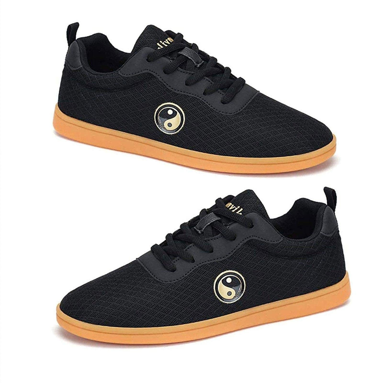 Unisex Taekwondo Shoes Adults Taichi Martial Arts Sneaker Lace-Up Soft Sole Karate Shoes for Fitness Exercises Foot Protection Equipment