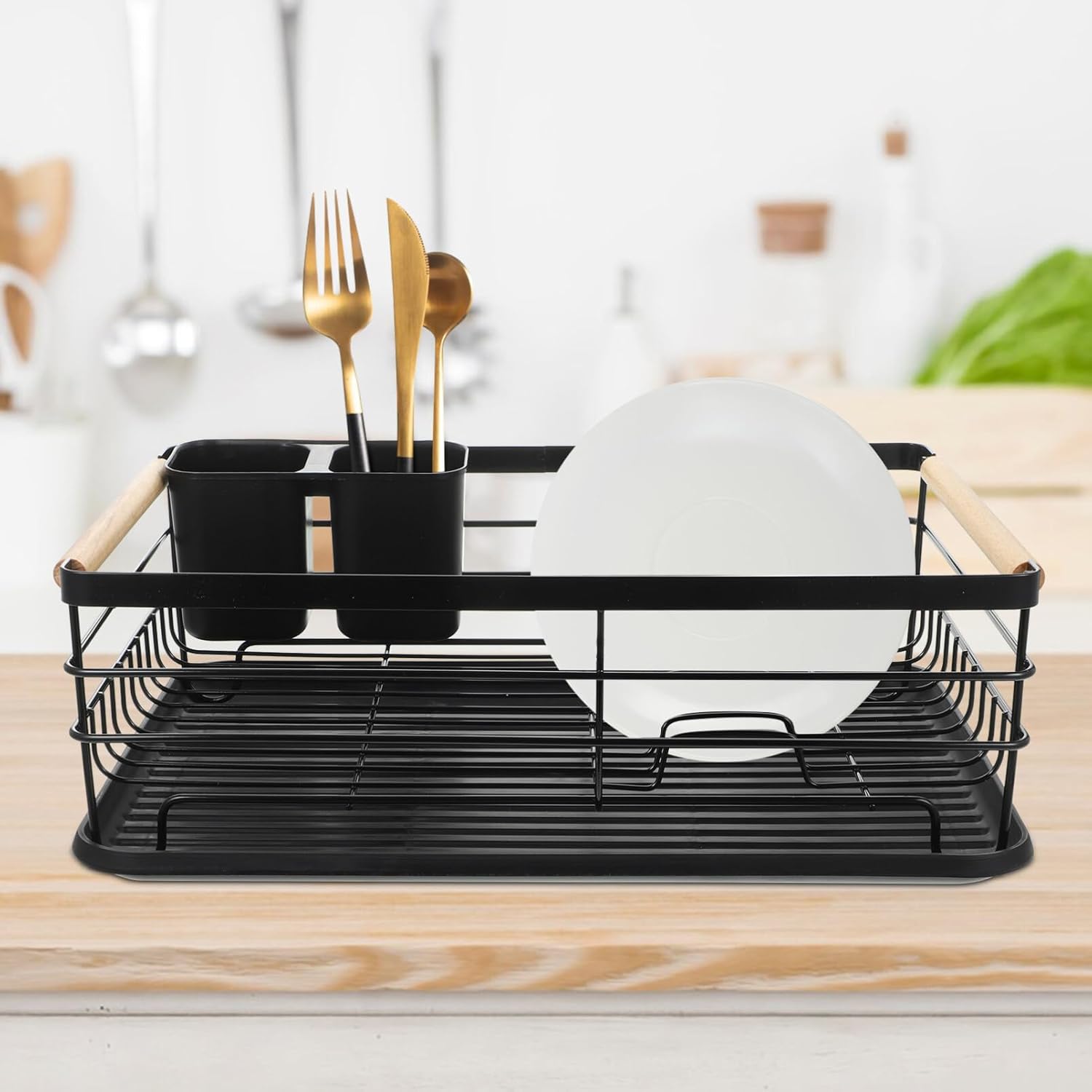 Alipis Dish Drying Rack Removable Draining Tray Multi-Functional Bowl Organizer for Kitchen Counter Efficient Dish Drainer to Keep Your Kitchen Clean and Organized