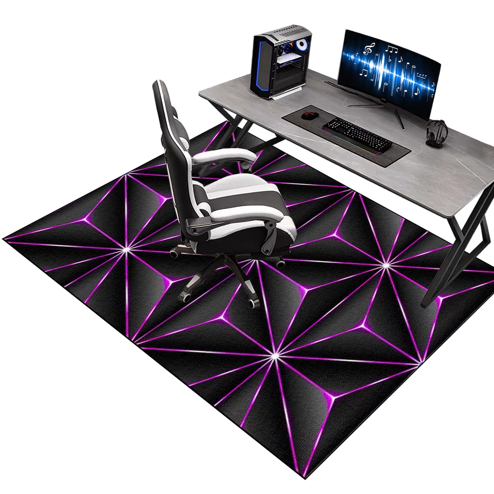 KQIEJUY Gaming Chair Mats for Carpeted Floors, Office Chair Mat for Hardwood Floor, Computer Rolling Chair Mat Hard Floor for Home and Office, Machine Washable Desk Floor Protector Rug 110 x 140 cm