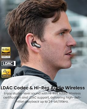 TOZO NC20 Pro Wireless Bluetooth Headphones Smart Touchscreen Adaptive ANC LDAC Hi-Res Audio mit 12mm Treibern 6 Mikrofone für klare Anrufe Gaming-Modus IPX8 Wasserschutz individuelle Steuerung per App
